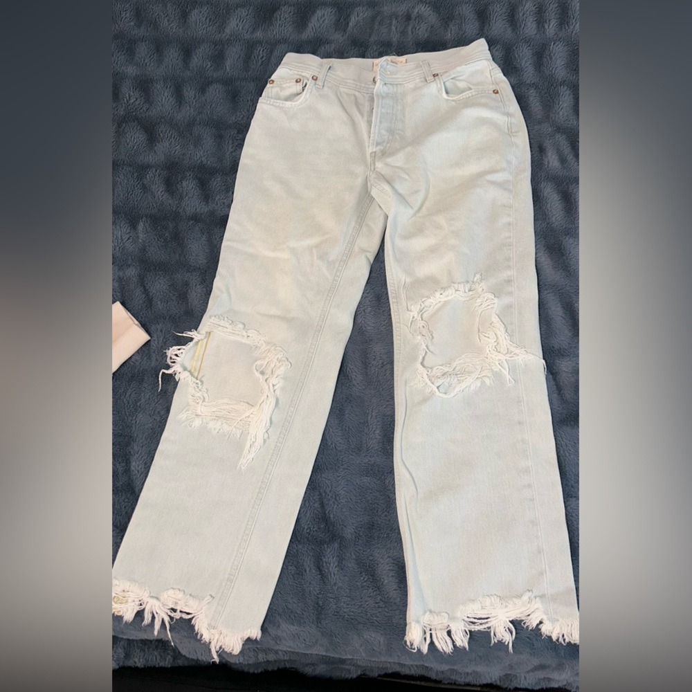 We The Free Light Wash Distressed Skinny Jeans